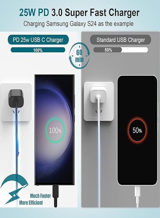 شاحن سريع 25 واط USB-C (Type-C) مع كابل تايب سي | Super Fast Charging | شاحن حائط تايب سي | متوافق مع Samsung Galaxy وAndroid - Image 4